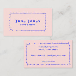 Scribbled Potlood Loops Doodle Handmade Whimsical Visitekaartje