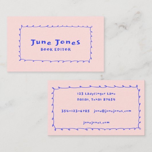 Scribbled Potlood Loops Doodle Handmade Whimsical Visitekaartje (Voorkant / Achterkant)