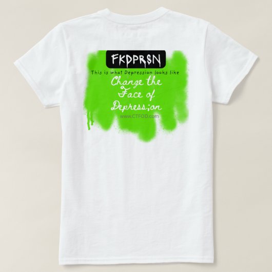 Scribbled Strength - "Fuck Depression" -script T-shirt (Design achterkant)