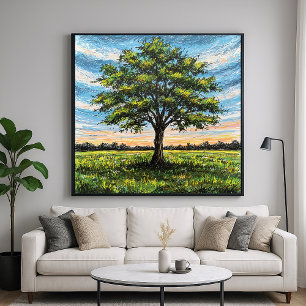 Scribbled Tree - Line Art Style Landscape Poster
