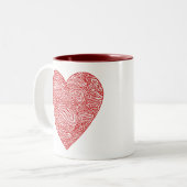 Scribbleprint hart tweekleurige koffiemok (Voorkant links)