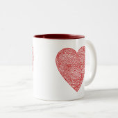 Scribbleprint hart tweekleurige koffiemok (Voorkant rechts)