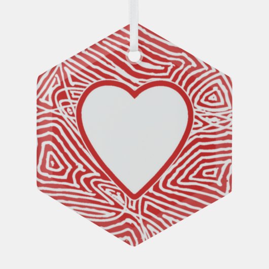Scribbleprint Harttonen Glas Ornament (Voorkant)