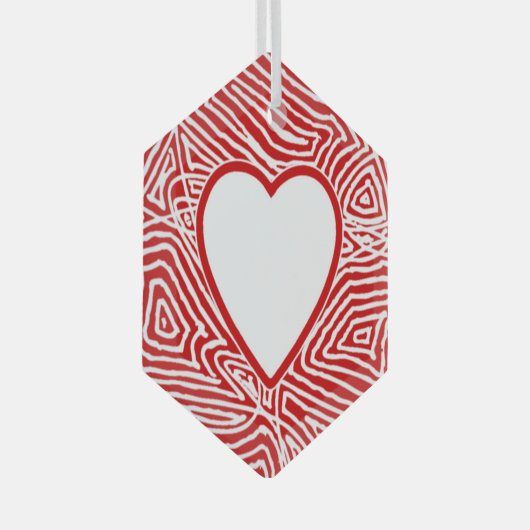 Scribbleprint Harttonen Glas Ornament (Voorkant Rechts)