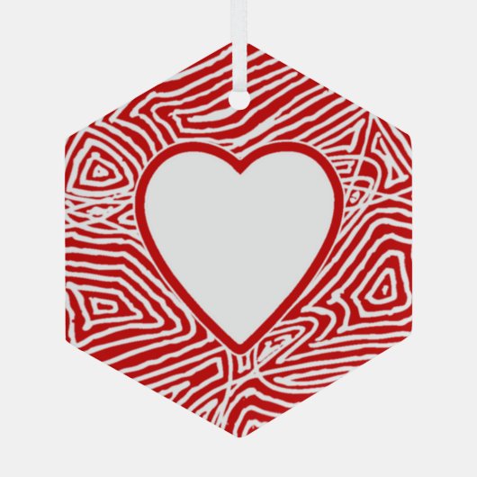 Scribbleprint Harttonen Glas Ornament (Achterkant)