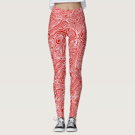 Scribbleprint Red Leggings