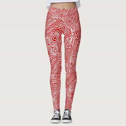Scribbleprint Red Leggings (Voorkant)