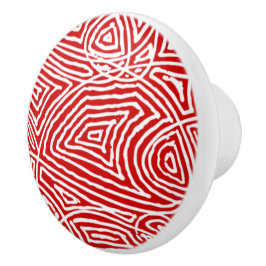 Scribbleprint Red Pattern 2 Knob Keramische Knop