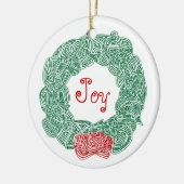 Scribbleprint, wit, rood keramisch ornament (Links)