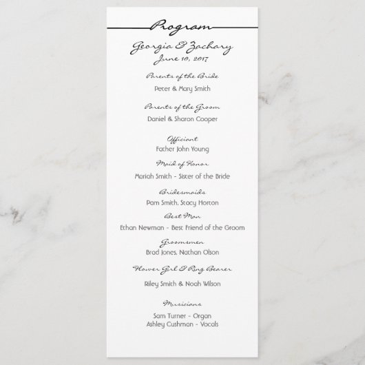 "Scribbles" Wedding Program Programmakaart (Voorkant)