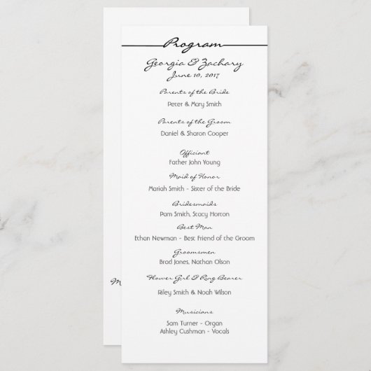 "Scribbles" Wedding Program Programmakaart (Voorkant / Achterkant)