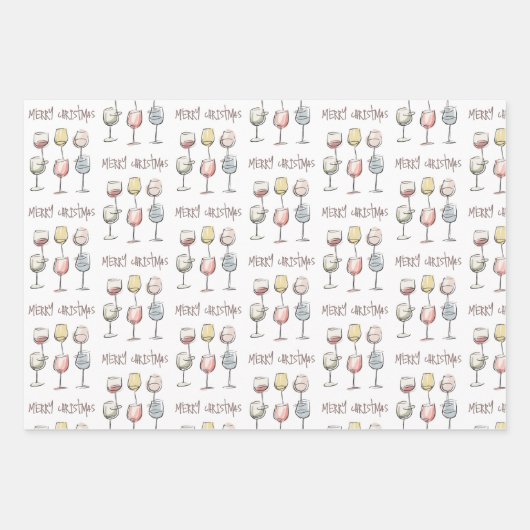 Scribbly doodle wine glass pattern Merry Christmas Inpakpapier Vel (Voorkant 2)