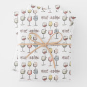 Scribbly doodle wine glass pattern Merry Christmas Inpakpapier Vel (In situ)