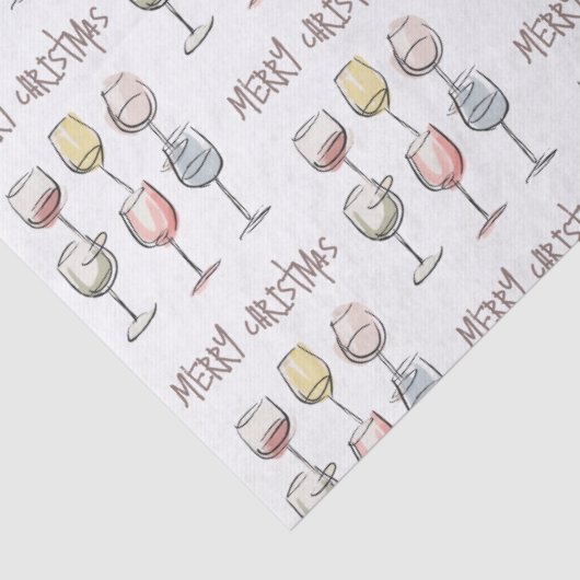 Scribbly doodle wine glass pattern Merry Christmas Tissuepapier (Detail)