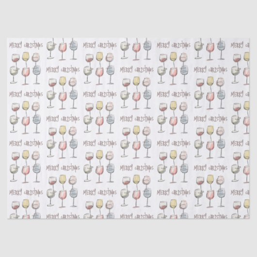 Scribbly doodle wine glass pattern Merry Christmas Tissuepapier (Voorkant)
