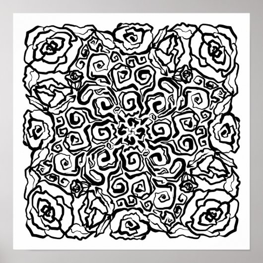 Scribbly Doodles Rozen kleur Me Poster (Voorkant)