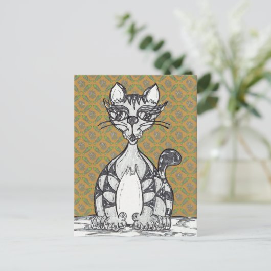 Scribby Cat 21 Briefkaart (Staand voorkant)