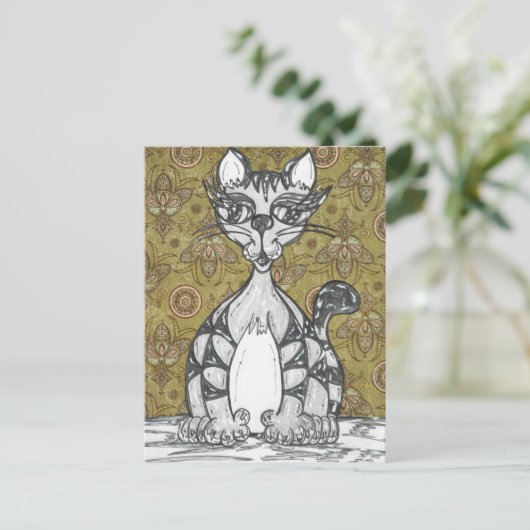 Scribby Cat 4 Briefkaart (Staand voorkant)