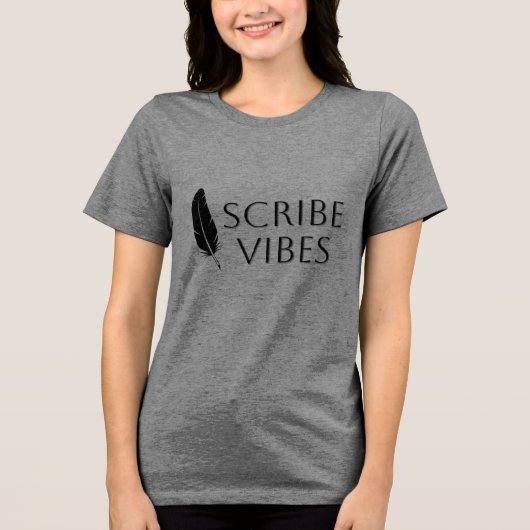 Scribe Vibes Feather Quill Author Writer Poet Tri-Blend Shirt (Voorkant)
