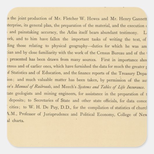 Scribner's statistische atlas vierkante sticker (Voorkant)