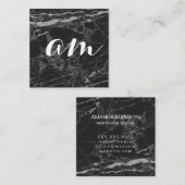 Scrip Monogram | Zwarte Marmer Vierkante Visitekaartje (Voorkant / Achterkant)
