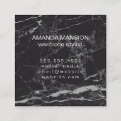 Scrip Monogram | Zwarte Marmer Vierkante Visitekaartje (Achterkant)