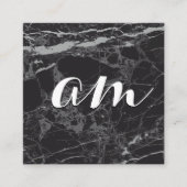 Scrip Monogram | Zwarte Marmer Vierkante Visitekaartje (Voorkant)