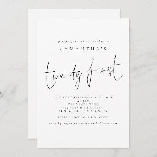 Script 21e verjaardag kaart (Voorkant / Achterkant)