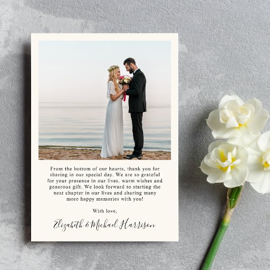 Script 2 Foto Cream Bruiloft Bedankkaart