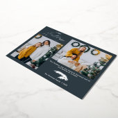 Script 2 foto's Chistmas blauw gelukkig Folie Feestdagenkaart (Gedraaid)