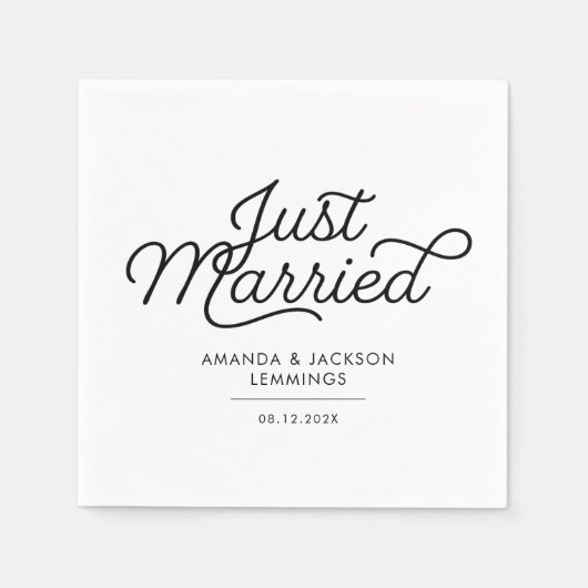 Script 2: Just Married Wedding Receptie Servet (Voorkant)