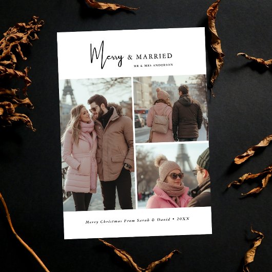 Script 3 Foto Vrolijk en getrouwd Kerstfoto Feestdagenkaart