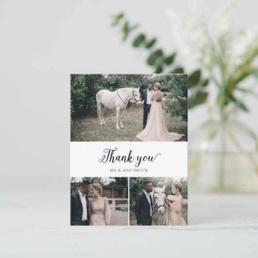  script 3 Photo Collage Wedding Bedankkaart (Staand voorkant)