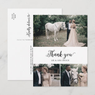  script 3 Photo Collage Wedding Hartelijk dank Briefkaart
