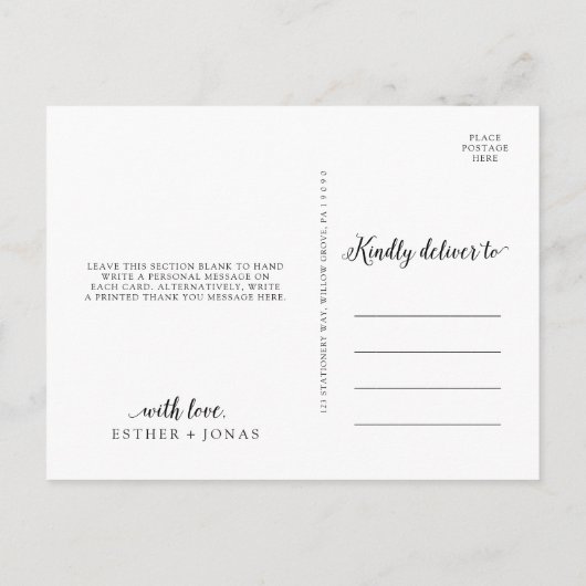  script 3 Photo Collage Wedding Hartelijk dank Briefkaart (Achterkant)