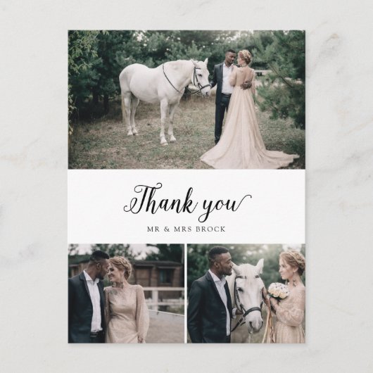  script 3 Photo Collage Wedding Hartelijk dank Briefkaart (Voorkant)