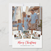 Script 4 Foto Familie Kerst Nautische Marine Feestdagenkaart (Voorkant)