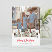 Script 4 Foto Familie Kerst Nautische Marine Feestdagenkaart (Staand voorkant)