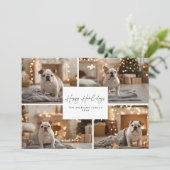 Script 4 Fotocollage Happy Howholidays Hondenfoto Feestdagenkaart (Staand voorkant)