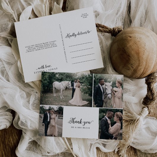 script 4 Photo Collage Wedding Hartelijk dank Briefkaart