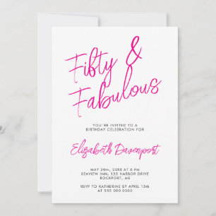 Script 50 en Fabulous Zwart en Roze Verjaardag Kaart