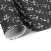 Script 50e Verjaardag Zwart Cadeaupapier (Rol Hoek)