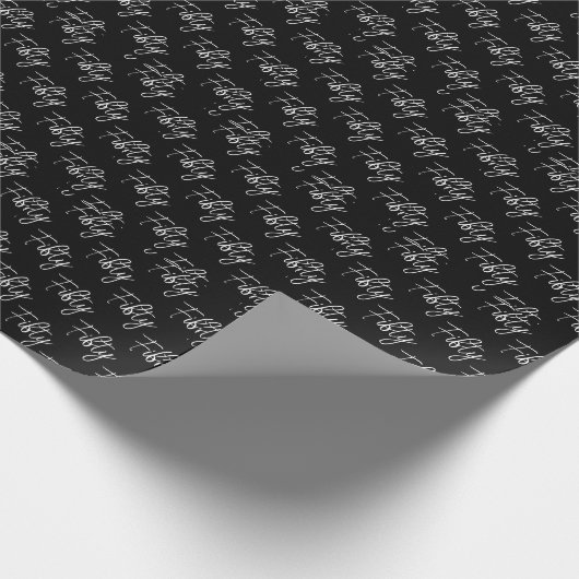 Script 50th Birthday Black Cadeaupapier (Hoek)