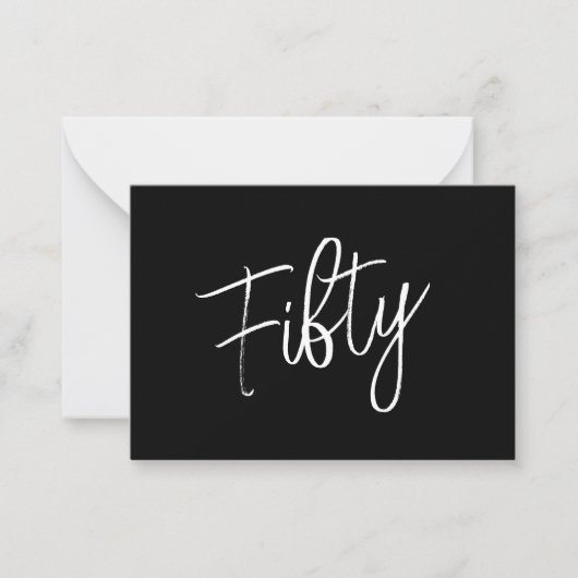 Script 50th Birthday Black Notitiekaartje (Voorkant)