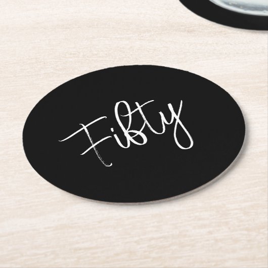 Script 50th Birthday Black Ronde Kartonnen Onderzetter (Gebogen)