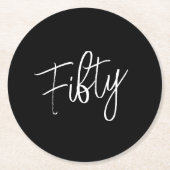 Script 50th Birthday Black Ronde Kartonnen Onderzetter (Voorkant)