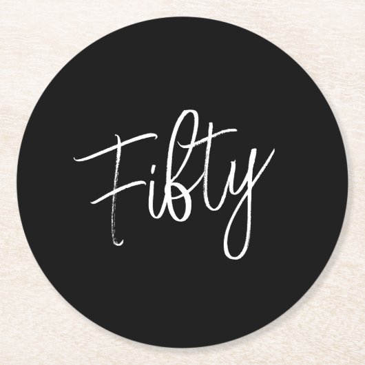 Script 50th Birthday Black Ronde Kartonnen Onderzetter (Voorkant)
