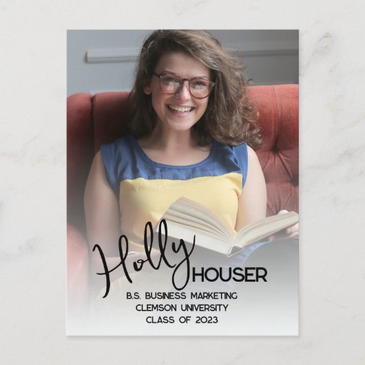 Script 5 Foto diploma uitnodigingskaart Briefkaart (Voorkant)