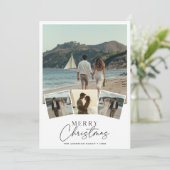 Script 5 Foto Nautisch strand Vrolijk kerstfeest Feestdagenkaart (Staand voorkant)