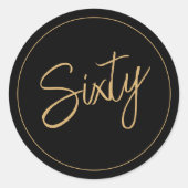 Script 60e Verjaardag Zwart Ronde Sticker (Voorkant)